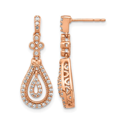 14k Rose Gold Polished Real Diamond Post Earrings