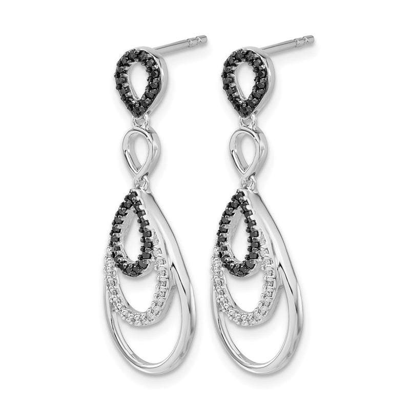 14k White Gold Black and White Real Diamond Post Earrings