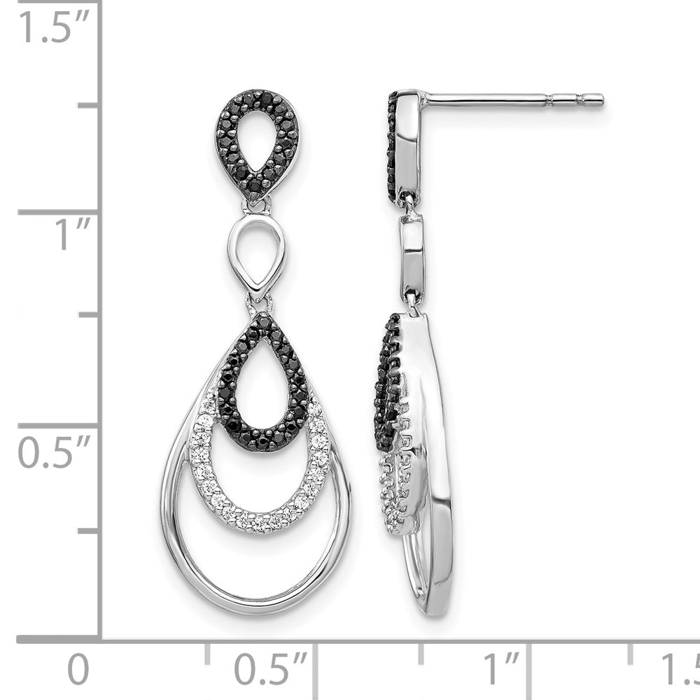 14k White Gold Black and White Real Diamond Post Earrings