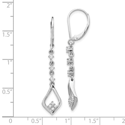 10K White Gold Diamond Leverback Dangle Earrings