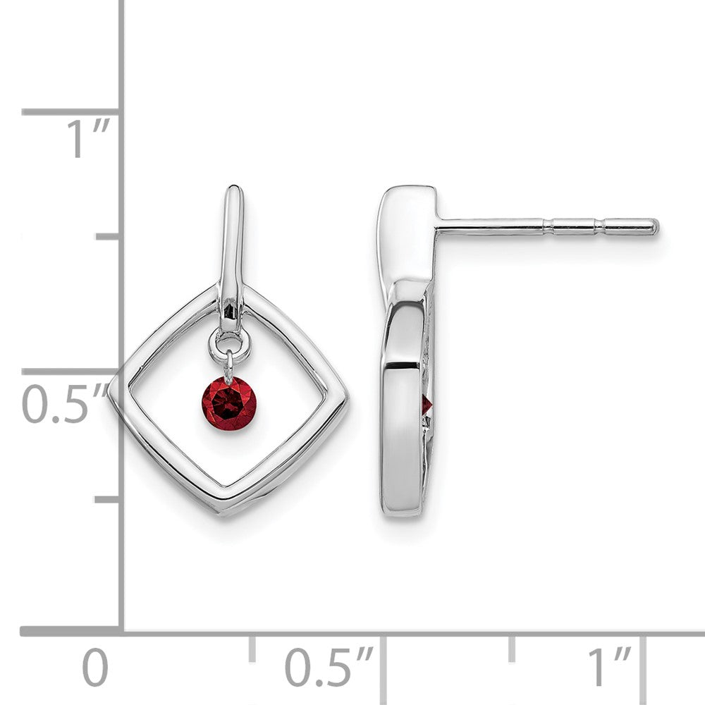 14k White Gold Red Real Diamond Earrings