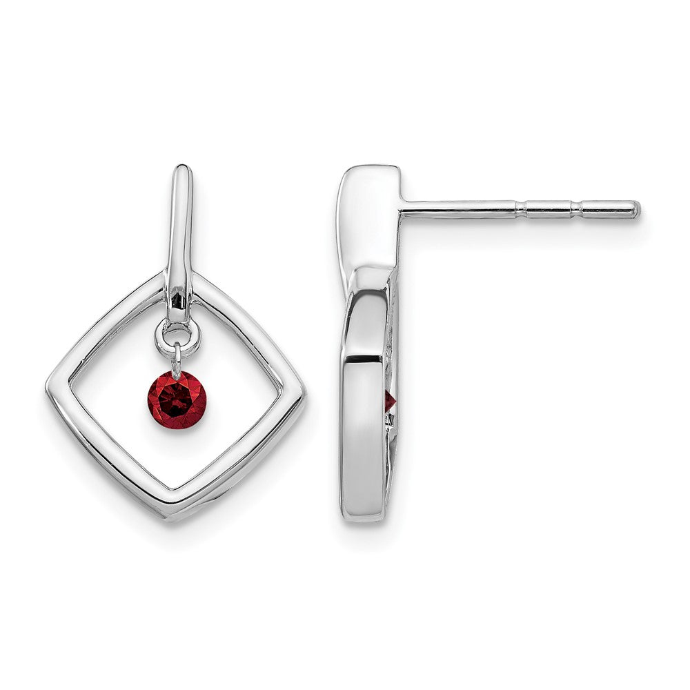 14k White Gold Red Real Diamond Earrings