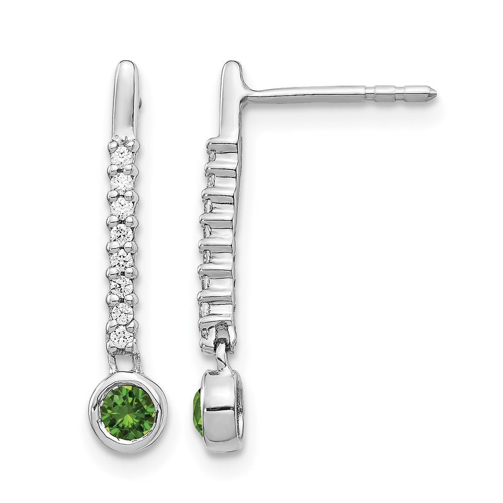 14k White Gold Green/White Real Diamond Earrings