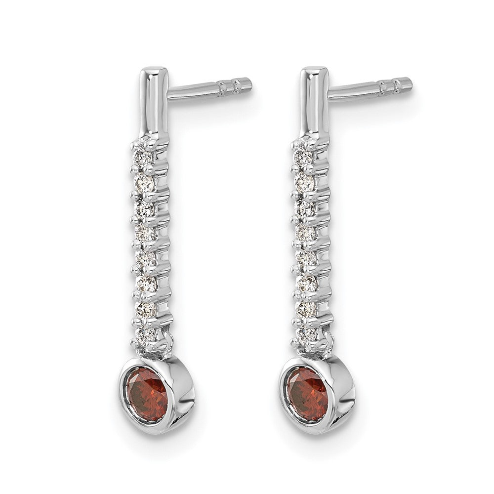 14k White Gold Red/White Real Diamond Earrings