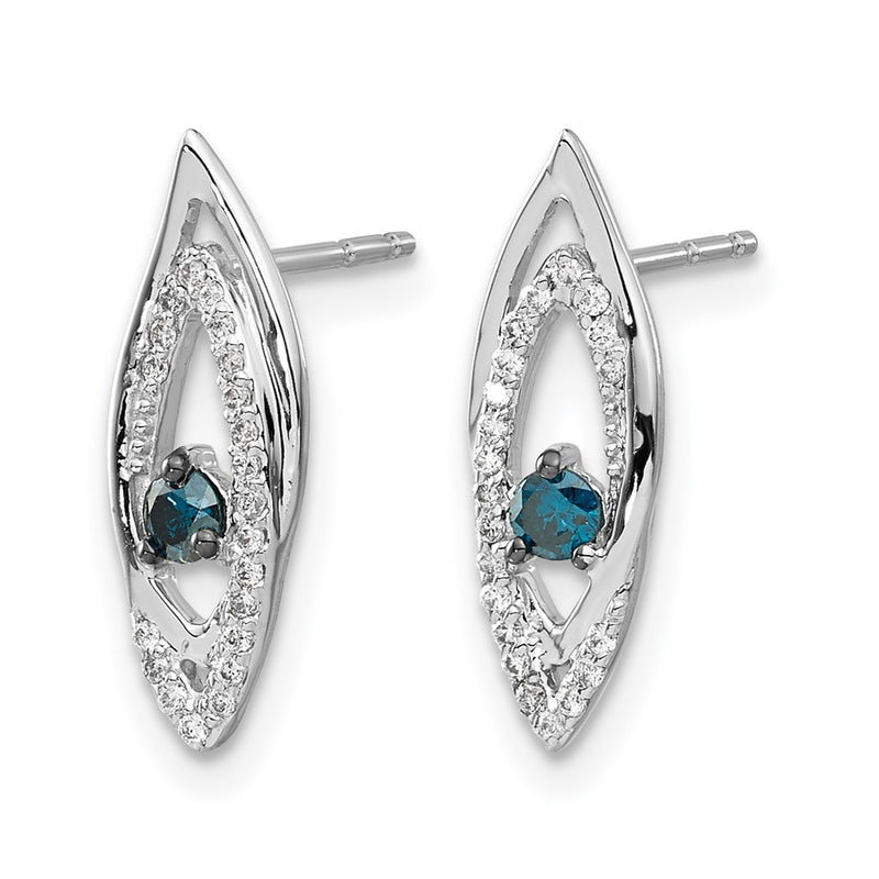 14k White Gold Blue/White Real Diamond Earrings