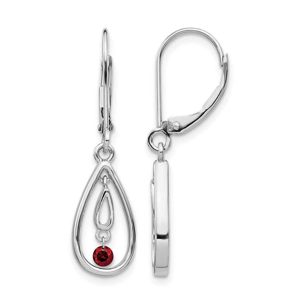 14k White Gold Red Real Diamond Leverback Earrings