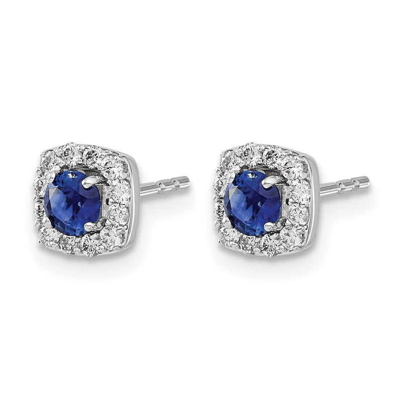 14k White Gold Real Diamond & Sapphire Earrings