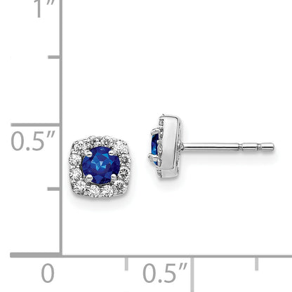 14k White Gold Real Diamond & Sapphire Earrings