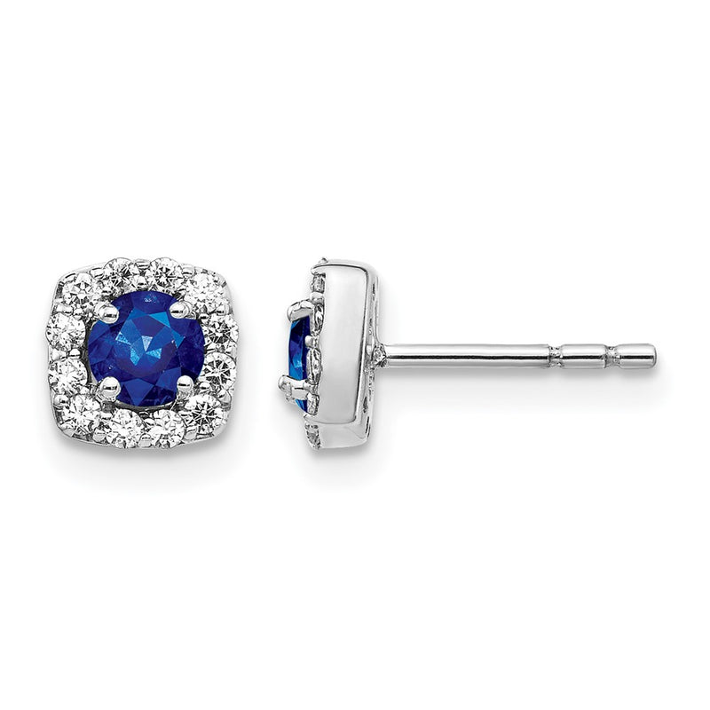 14k White Gold Real Diamond & Sapphire Earrings