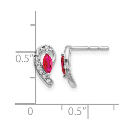 14k White Gold Real Diamond and Ruby Earrings