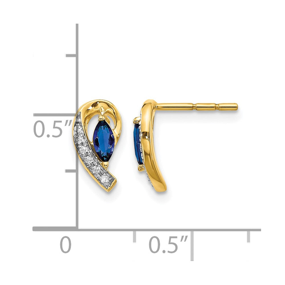 14k Yellow Gold Real Diamond and Sapphire Earrings