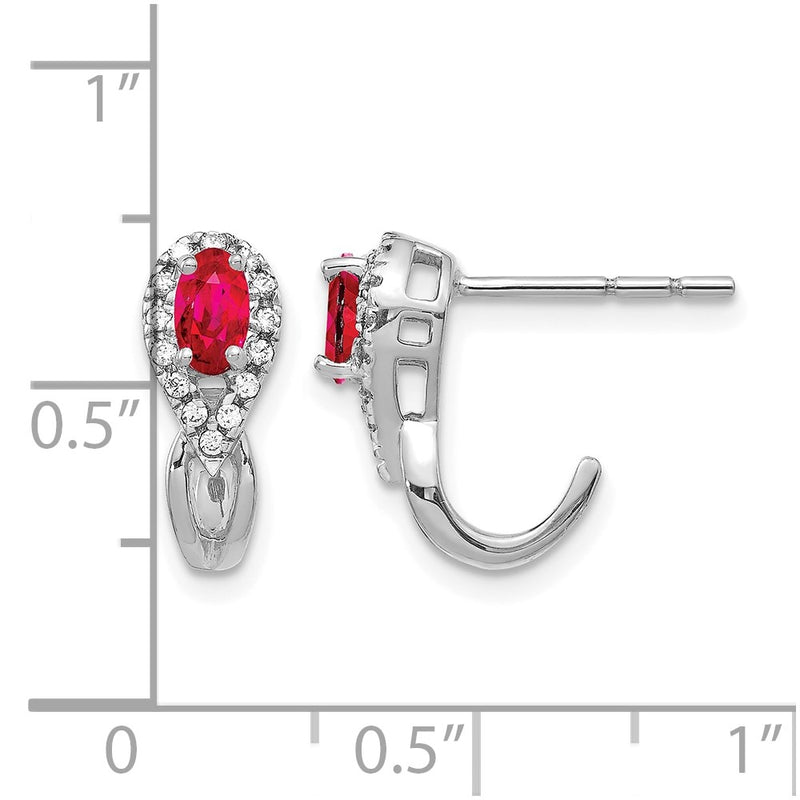 14k White Gold Real Diamond and Ruby Earrings