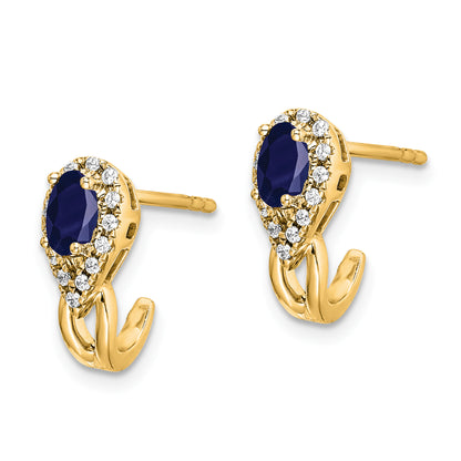 10K Yellow Gold Diamond And Sapphire Earrings