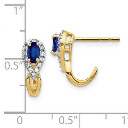 10K Yellow Gold Diamond And Sapphire Earrings
