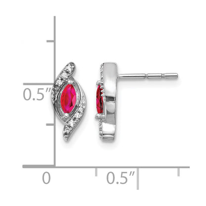 10K White Gold Diamond And Ruby Earrings
