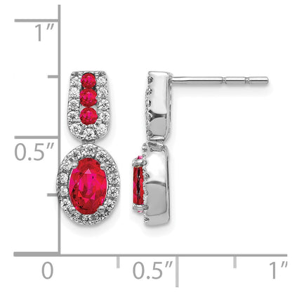 14k White Gold Real Diamond and Ruby Earrings