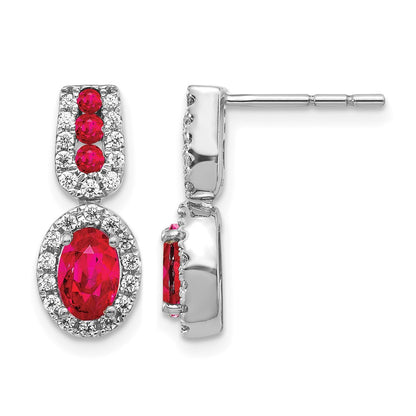 14k White Gold Real Diamond and Ruby Earrings