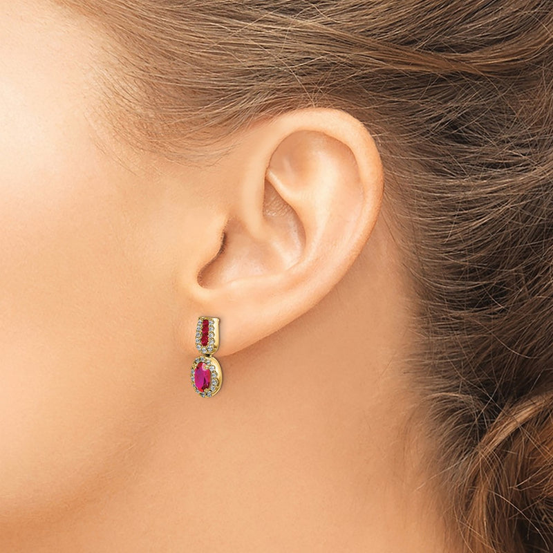 14k Yellow Gold Real Diamond and Ruby Earrings