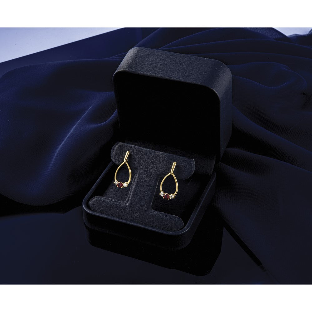 10k Yellow Gold 1/4 Ct. Lab Grown Diamond VS/SI+ G+ and Created Ruby Complete Dangle Teardrop Post Earrings