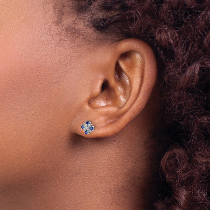 14k White Gold .01 Ct. Lab Grown Diamond VS/SI+ G+ and Created Sapphire Post Earrings