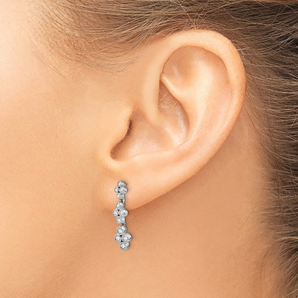 14K White Gold True Origin 3/8 Carat Lab Grown Diamond Vs Def Floral Bloom Post Dangle Earrings