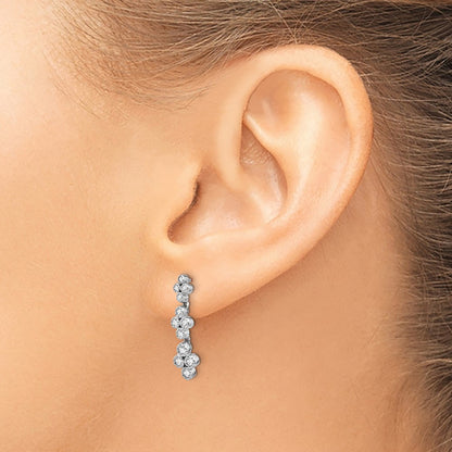 14K White Gold True Origin 3/8 Carat Lab Grown Diamond Vs Def Floral Bloom Post Dangle Earrings
