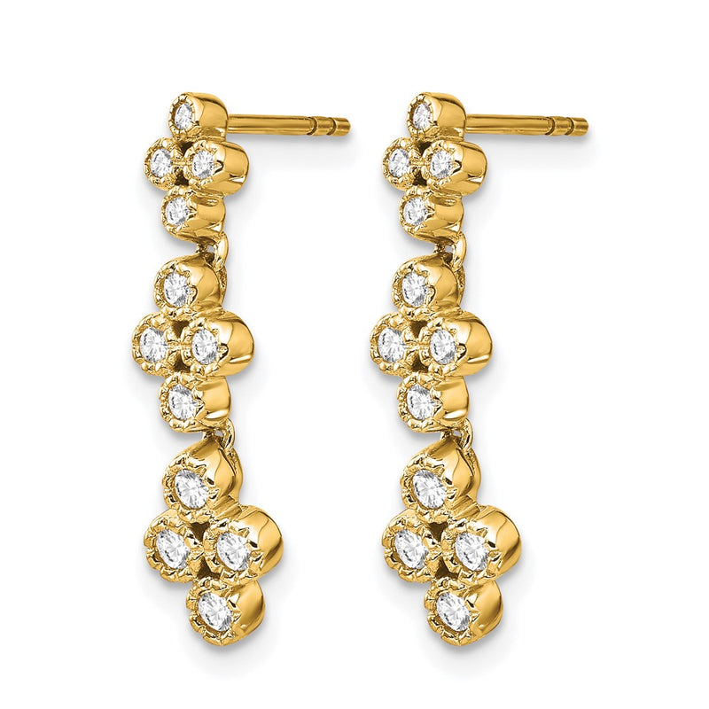 14K Yellow Gold True Origin 3/8 Carat Lab Grown Diamond Vs Def Floral Bloom Post Dangle Earrings