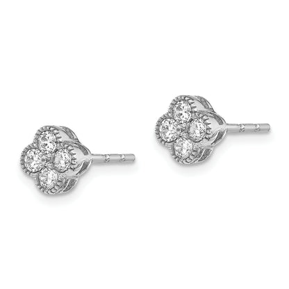 14K White Gold True Origin 1/2 Carat Lab Grown Diamond Vs Def Bloom Floral Post Earrings