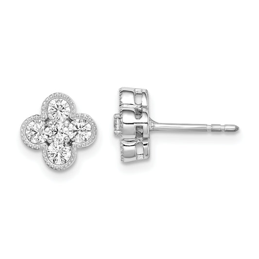 14K White Gold True Origin 3/4 Carat Lab Grown Diamond Vs Def Bloom Floral Post Earrings