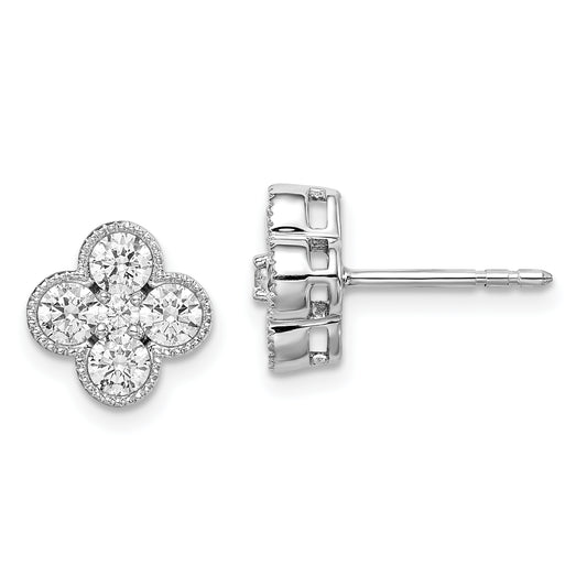14K White Gold True Origin 1 Carat Lab Grown Diamond Vs Def Bloom Floral Post Earrings