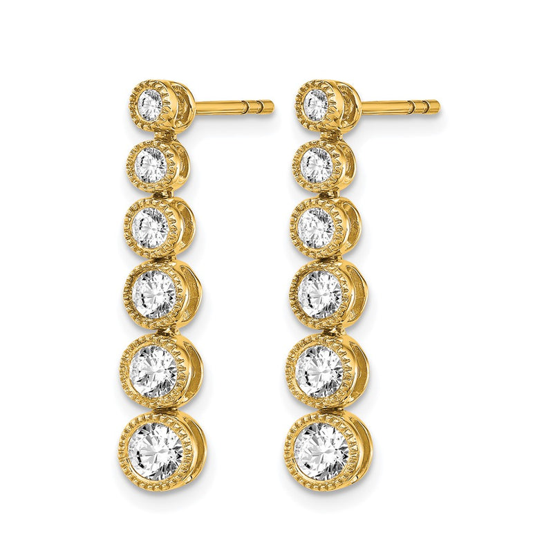 14K Yellow Gold True Origin 1 Carat Lab Grown Diamond Vs Def Graduated Dangle Post Earring