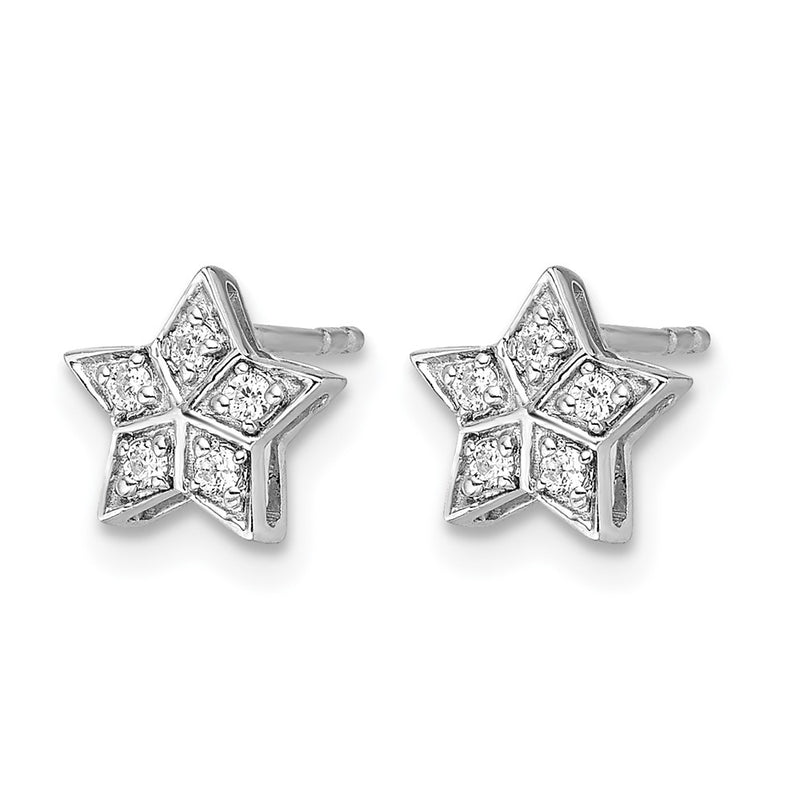 14k White Gold 1/10 Ct. Lab Grown Diamond VS/SI+ G+ Star Post Earrings