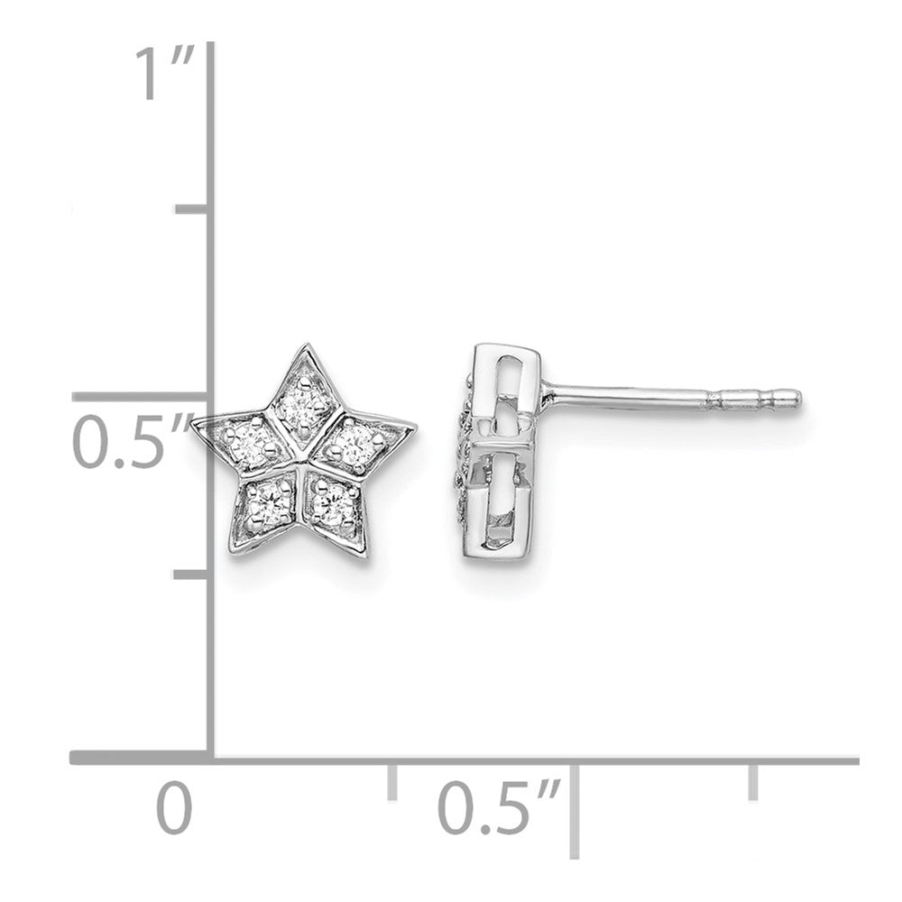 14k White Gold 1/10 Ct. Lab Grown Diamond VS/SI+ G+ Star Post Earrings