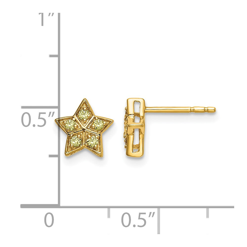 14k Yellow Gold Yellow Sapphire Star Post Earrings