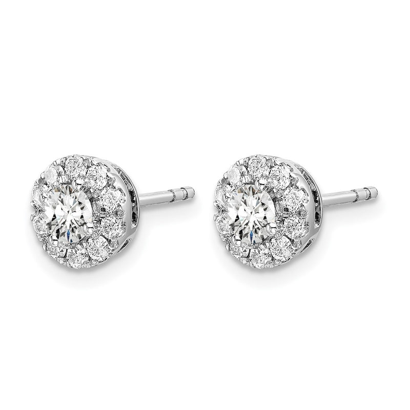 14k White Gold 3/4 Ct. Lab Grown Diamond VS/SI+ G+ Round Halo Post Earrings