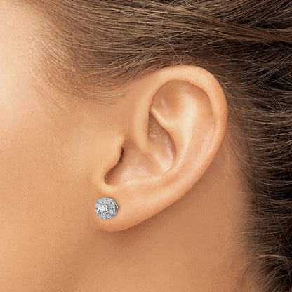 14k White Gold 1 Ct. Lab Grown Diamond VS/SI+ G+ Round Halo Post Earrings