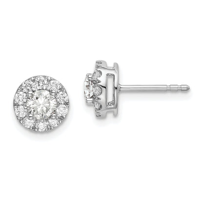 14k White Gold 1 Ct. Lab Grown Diamond VS/SI+ G+ Round Halo Post Earrings