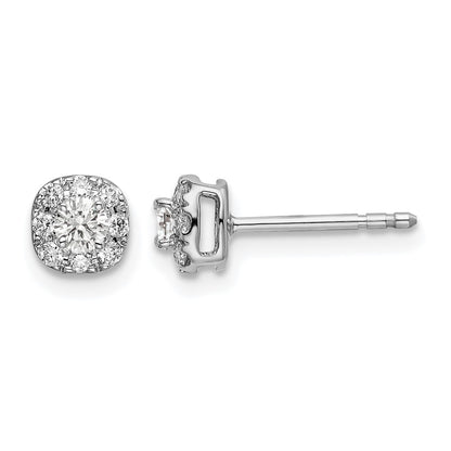 14k White Gold 1/3 Ct. Lab Grown Diamond VS/SI+ G+ Complete Cushion Halo Post Earrings