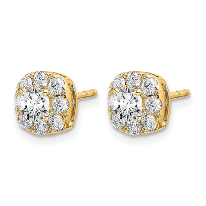 14k Yellow Gold 1 Ct. Lab Grown Diamond VS/SI+ G+ Complete Cushion Halo Post Earrings
