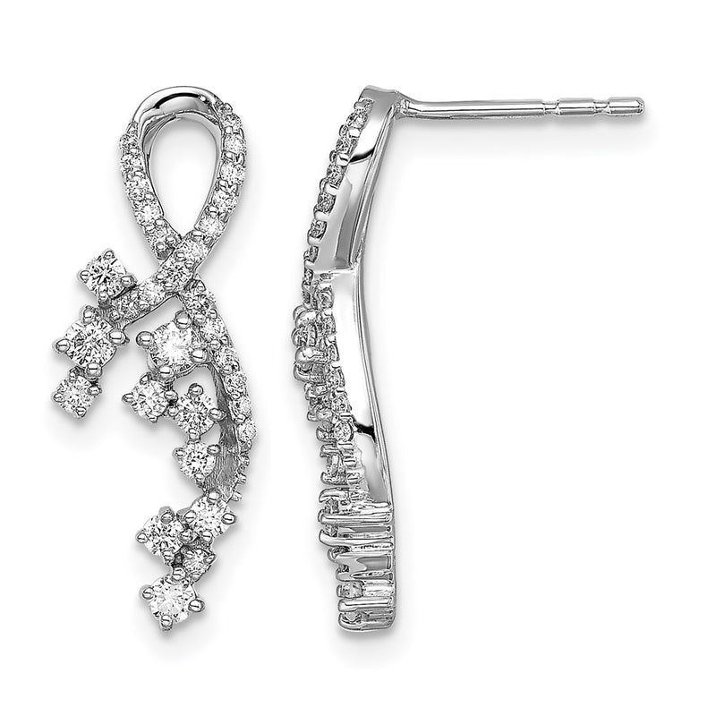 14k White Gold Fancy Florina Real Diamond Post Earrings