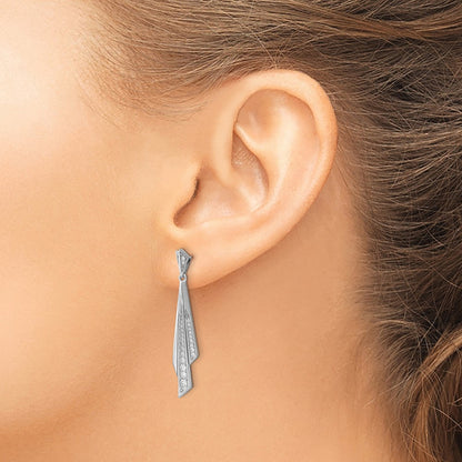 14k White Gold Fancy Real Diamond Post Earrings