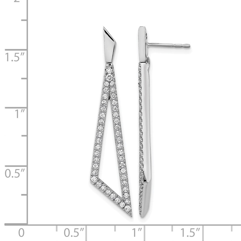 14k White Gold Real Diamond Triangle Post Earrings