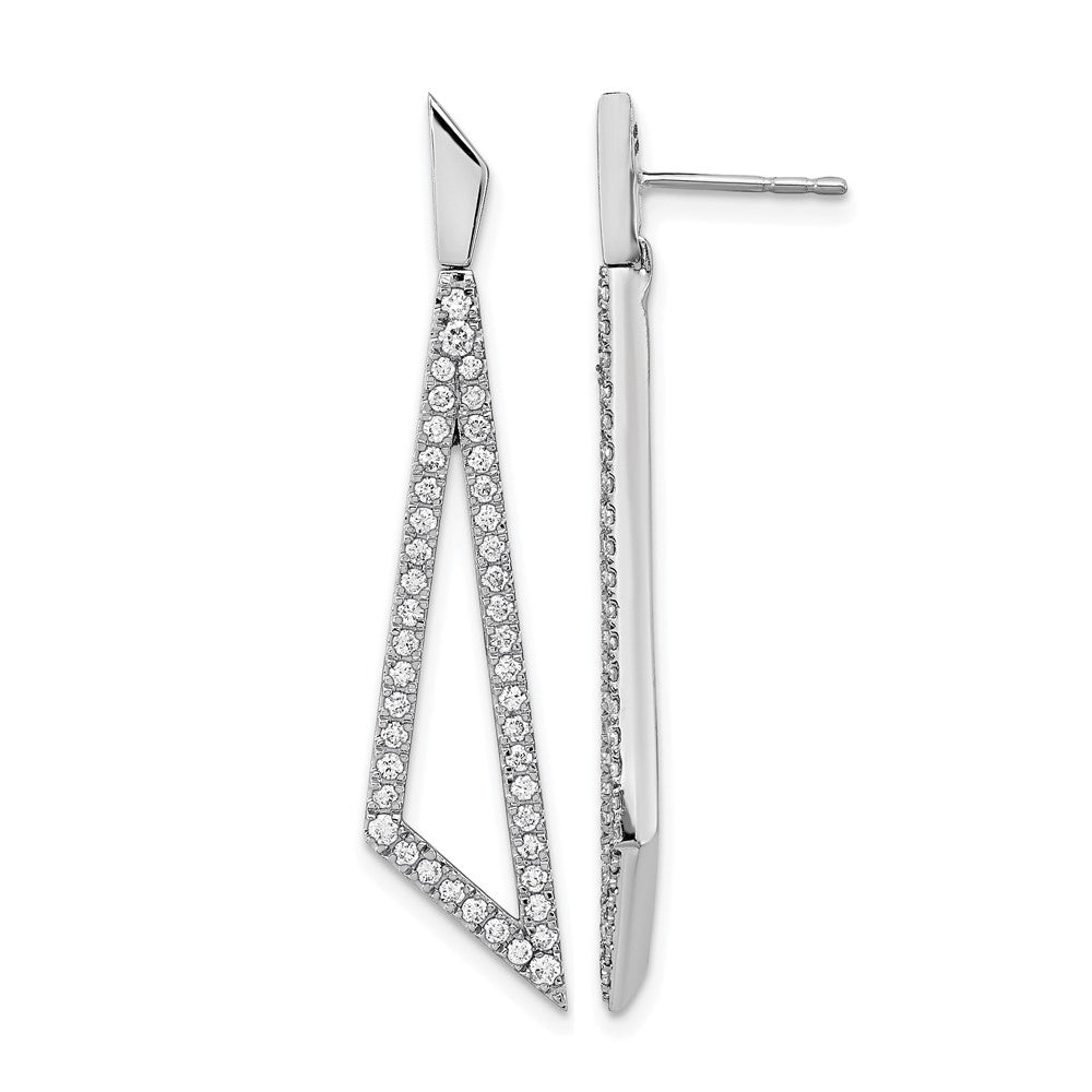14k White Gold Real Diamond Triangle Post Earrings