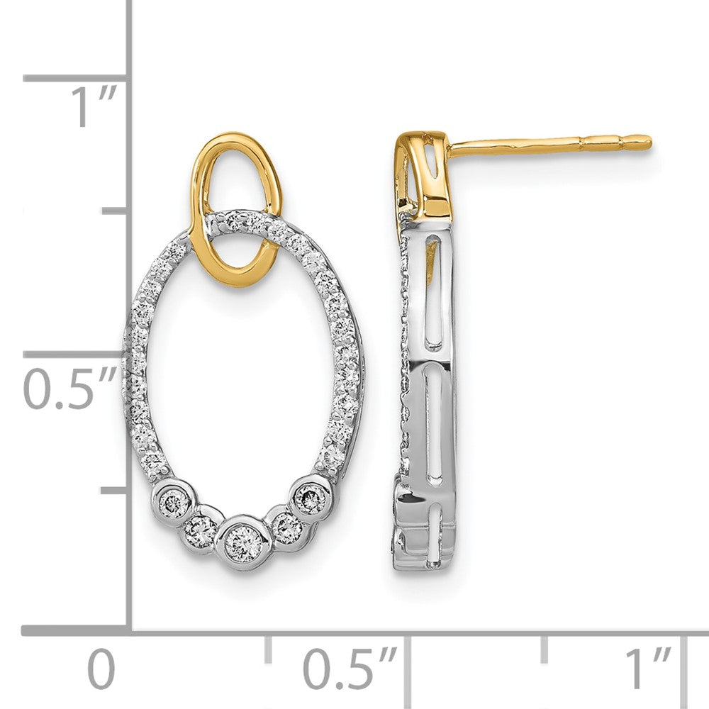 14k Yellow Gold Two-tone Polished Real Diamond Oval Post Earrings