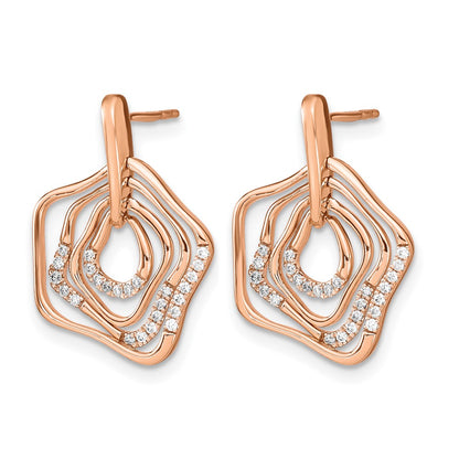 14k Rose Gold Polished Real Diamond Fancy Swirl Post Earrings