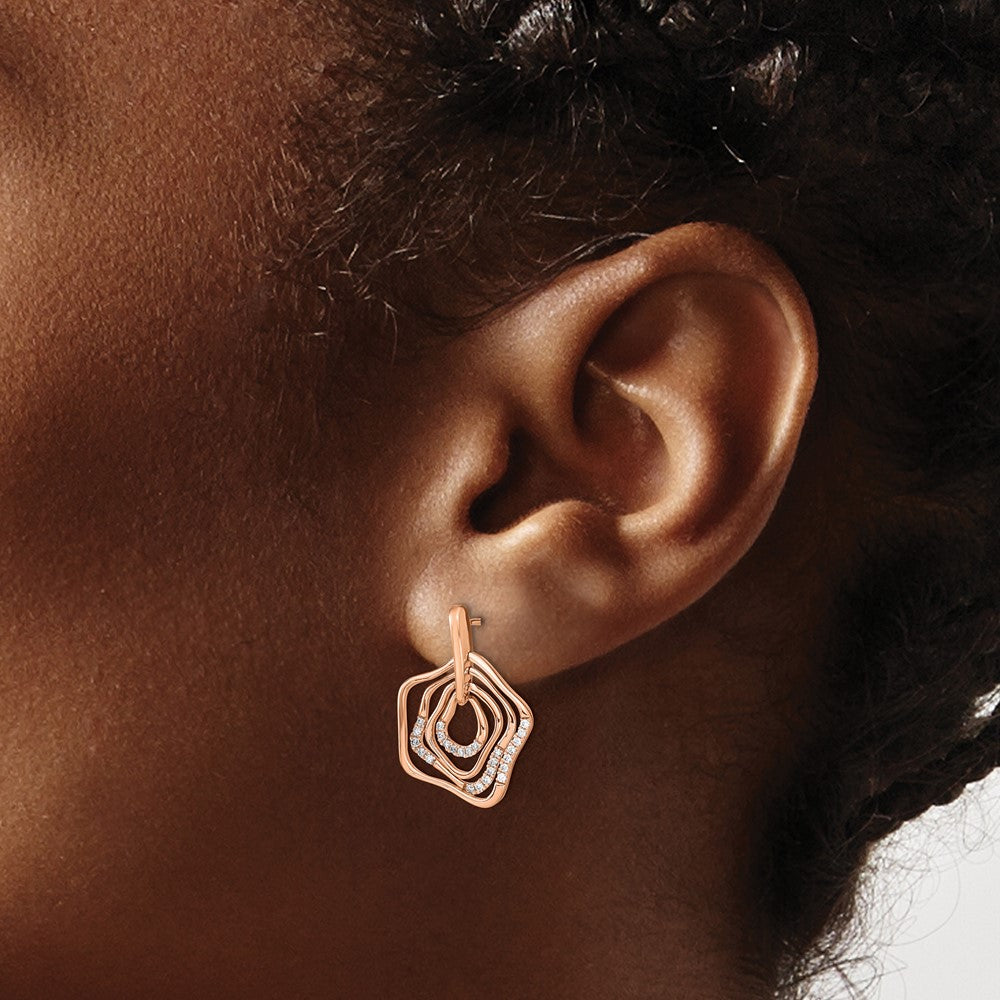 14k Rose Gold Polished Real Diamond Fancy Swirl Post Earrings