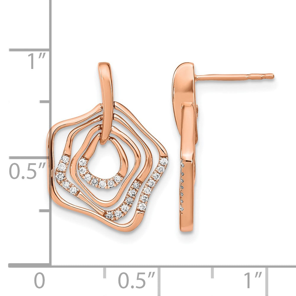 14k Rose Gold Polished Real Diamond Fancy Swirl Post Earrings