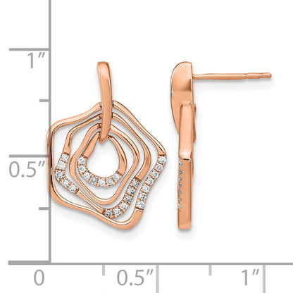 14k Rose Gold Polished Real Diamond Fancy Swirl Post Earrings