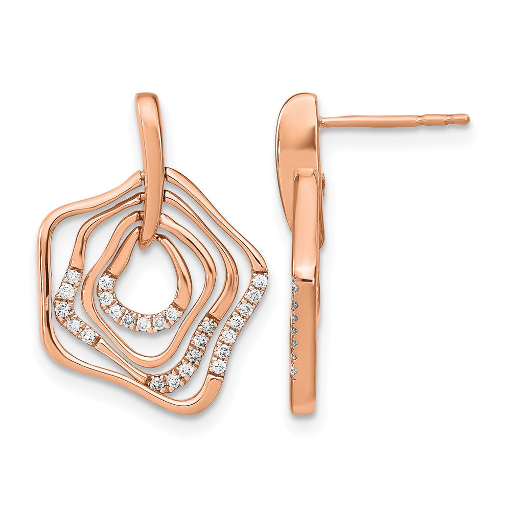 14k Rose Gold Polished Real Diamond Fancy Swirl Post Earrings