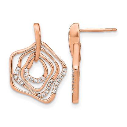 14k Rose Gold Polished Real Diamond Fancy Swirl Post Earrings